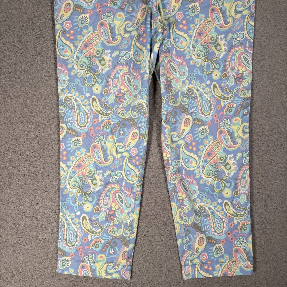 Talbots Perfect Crop Pants Womens Size 8 Paisley Powder Blue Blush Pink Bohemian - Picture 3 of 14